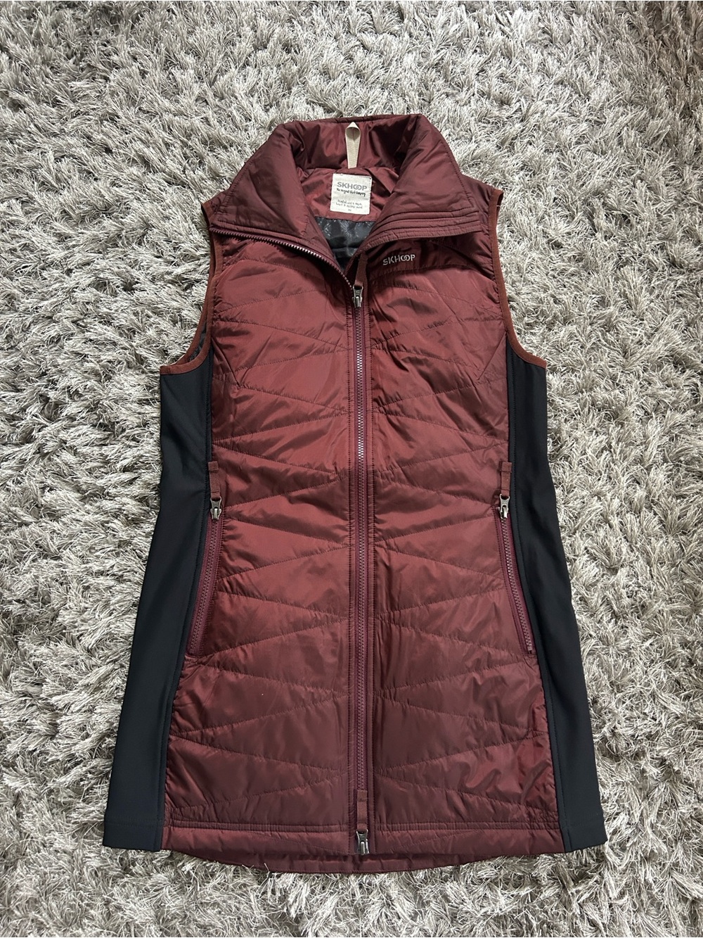 NWOT Skhoop Women's Quilted Burgundy Longline Vest
